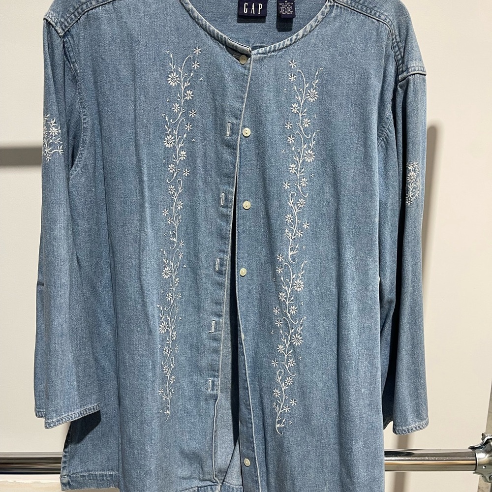 GAP Blue Denim Embroidered Jacket